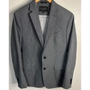 Banana Republic Blazer Men 42R Cotton Blue/Gray Modern Slim Fit Sport Coat